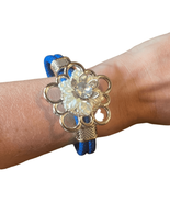Fashion Jewelry Blue Rope Gold Tone Flower Women&#39;s Fashion Bracelet NEW - £3.94 GBP