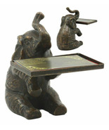 Solid Brass Trumpeting Elephant Business Card Holder Statue 5.25&quot;H Pachy... - £65.57 GBP