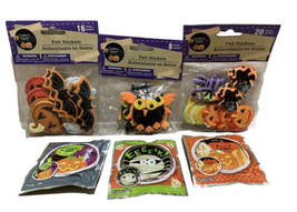 Crafters Square Art Halloween Felt Stickers Balloons Lot of 6 Pumpkin Spider Owl - £8.67 GBP
