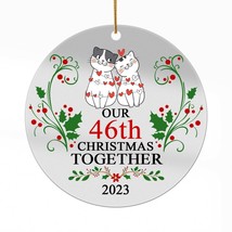 46th Anniversary Christmas 2023 Acrylic Ornament 46 Years Cute Cat Couple Gift - £13.41 GBP