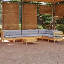  Garden Lounge Set Grey Solid pinewood, fabric (100% polyester) - $24,913.00 MXN
