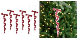 9&quot; 6ct Frosted Red and White Candy Twist Christmas Ornaments  - $65.99