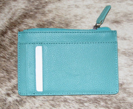 Myra Bags #9336 Turquoise Leather 4.75&quot;x3&quot; ID, Card Holder~RFID Block~Sl... - £11.50 GBP