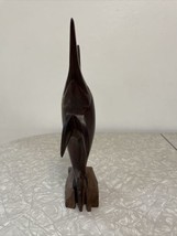Wood Hand Carved Marlin Sailfish Swordfish Statue Figurine Decor. 12 Inch Tall. - £19.18 GBP