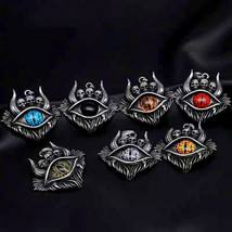 Mens Baphomet Gothic Skull Evil Eye Pendant Necklace Punk Rock Jewelry Chain 24&quot; - £13.49 GBP