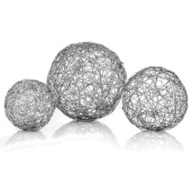 4&quot; X 4&quot; X 4&quot; Shiny Nickel Or Silver Wire - Spheres Box Of 3 - £48.41 GBP