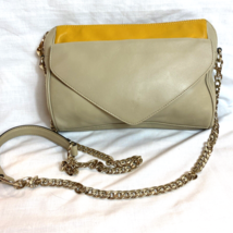 Pour La Victoire Small Leather Shoulderbag Chain Strap Beige/Mustard - $18.99