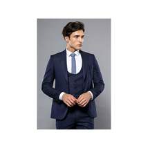 Men 3pc European Vested Suit WESSI by J.VALINTIN Extra Slim Fit JV12 Navy blue image 11