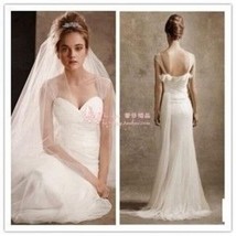 Vera Wang Wedding Dress Gown Tulle Chiffon Deco Victorian Style VW351003 Sz 2 - $327.24