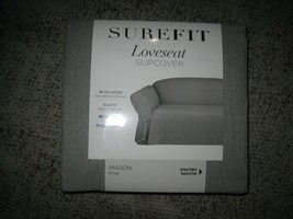 Sure Fit Mason Gray One Piece Straight Skirt with Ties Loveseat Slipcover - $89.51