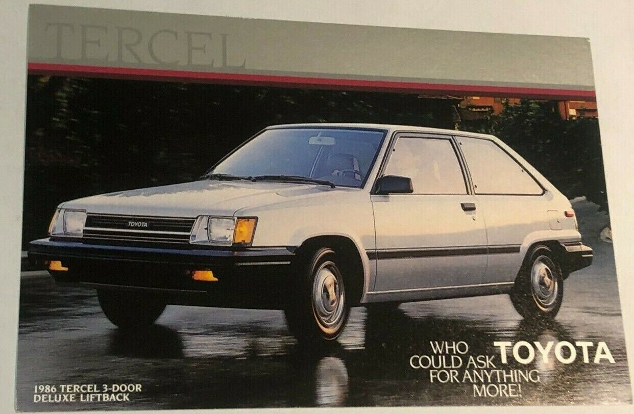 1986 Toyota Tercel 3 Door Deluxe Liftback New Unused Dealer Post Card - $17.32