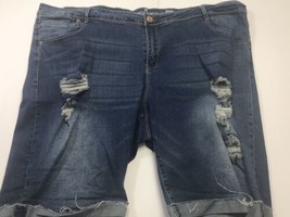 Almost Famous Womens SZ 24 Jean Shorts Blue Distressed &amp; Destroyed - £14.10 GBP
