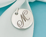 Tiffany Silver Letter M Alphabet Initial Round Circle Notes Charm Pendant - £135.88 GBP