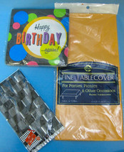 Happy Birthday Again Party Treat-Bags Napkins Table-Cover Lot of 3 Black Gold - £10.41 GBP