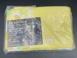 Vintage Sears Perma-Prest Standard Pillowcases 50/50 Cotton Muslin Floral Yellow - $16.49