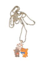 Acrylic Resin Epoxy White Cat &amp; Friends Necklace w/ Bead Chain - New - £10.27 GBP