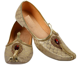 Mens Wedding Jutti ethnic Mojari Indian flat Shoe collection US size 8-12 Gold - £28.31 GBP