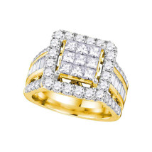 14kt Yellow Gold Princess Diamond Cluster Bridal Wedding Engagement Ring 3.00 - £3,195.22 GBP