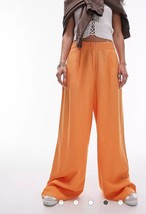 ASOS Women&#39;s Orange Wide Leg High Rise Linen Blend Pants Pockets 10 NWT - $37.08