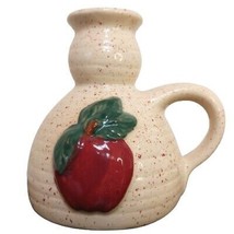 Hermitage Fruit Pottery Candle Holder Taper Spongeware Apple Beige Red 1998 VTG - £7.65 GBP