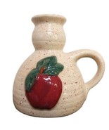 Hermitage Fruit Pottery Candle Holder Taper Spongeware Apple Beige Red 1... - $9.78