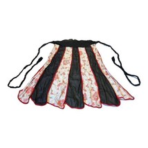 Sheer Floral Red &amp; Black Striped Half Apron Rosie The Riveter Style Boho Kitsch - £22.48 GBP