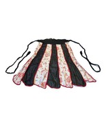Sheer Floral Red &amp; Black Striped Half Apron Rosie The Riveter Style Boho... - £22.22 GBP