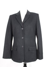 Vtg 90s Eddie Bauer 8 Black Wool Cashmere Button-Front Blazer Jacket - £28.39 GBP