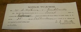 1906 ANTIQUE FRANKLINVILLE NY JURY TRIAL SUMMONS WS HOPKINS DOCUMENT SHE... - $9.89