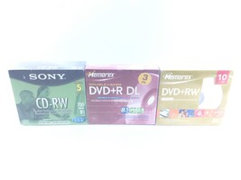 Lot of 3 - Sony CD-RW 5-Pack - Memorex DVD+R DL 3 Pack &amp; DVD+RW 10 Pack ... - $26.73