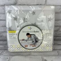 BREATHABLE BABY Gray Colored Mesh Crib Liner White with Gray Stars New - $343.75 MXN