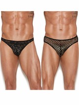 Mens Black Lace and Fishnet Thong Back Underwear Brief Pack- SM - £32.79 GBP