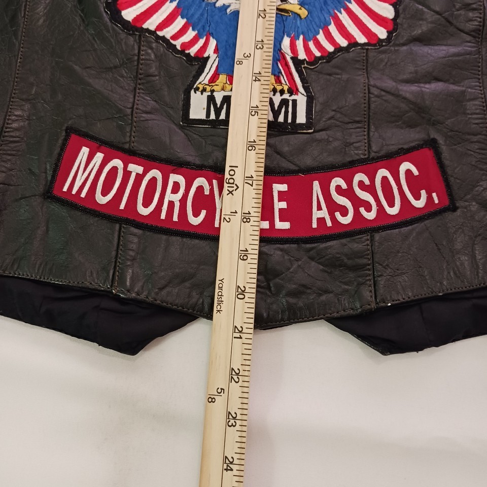 Latin American Motorcycle Genuine Leather Men's Black Biker Button Vest Size 3XL Item image 12