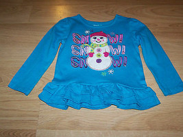 Size 24 Months Snowman SNOW Turquoise Top Long Sleeve Shirt Garanimals New - £7.98 GBP