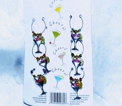 Cheers! Wine Charms/Drink Markers • Set of 6 Martini Glasses With Beads • New - £3.99 GBP