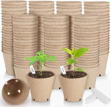 Organic Peat Pots 130 Pcs, 3.15 Inch Nursery Pot, round Plant Seedling Pots with - £26.13 GBP