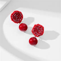 Red Acrylic &amp; Howlite Ball Drop Earrings - £11.98 GBP