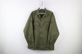 Vtg 70s Vietnam War Mens Large Thrashed Military Field Button Shirt Green USA - £46.89 GBP