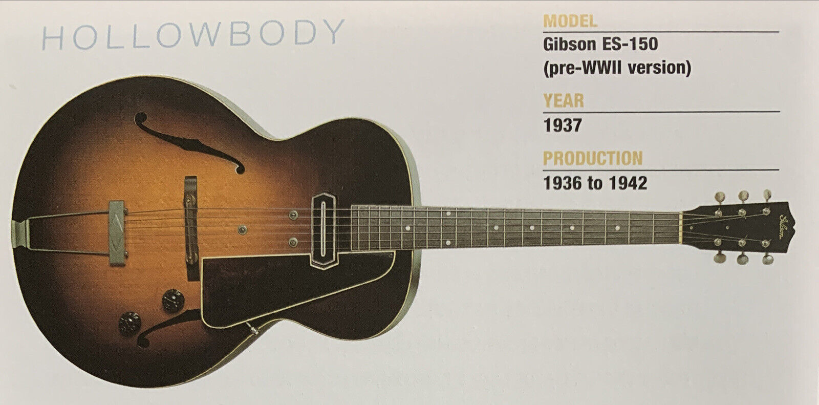 1937 Gibson ES-150 Hollow Body Guitar Fridge Magnet 5.25"x2.75" NEW - $3.84