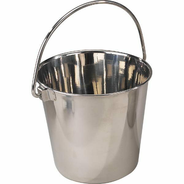 Heavy Duty Stainless Steel Handled Snag Free Design Dog & Animal Feeding Pails