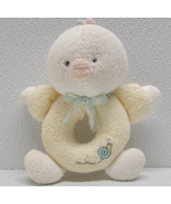 Vintage Carters Duck Chick Ring Rattle White Yellow Plush Snail Bow - $40.98
