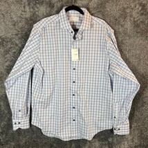 Lorenzo Uomo The Perfect Fashion Shirt Mens 17.5 36/37 Light Blue Plaid ... - $19.29