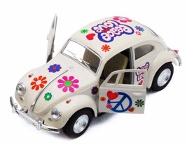 New 5&quot; 1967 Vw Classic Beetle Peace Decals Diecast 1:32 Volkswagen White... - £12.87 GBP