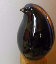 Vintage Hand Blown Penguin Black and Deep Blue Glass 9&quot; HEAVY - £61.50 GBP