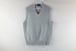 Vintage Nautica Mens Large Blank Wool Knit V-Neck Sweater Vest Heather Blue - £44.35 GBP