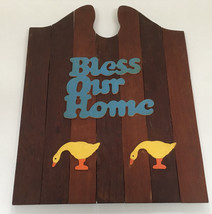 Handcrafted vintage wood plaque bless our home country cottage decor ducks - $27.08 CAD