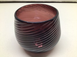 Vintage Candleholder handblown Glass Round Votive  Purple 3 Inches Tall - $12.22 CAD