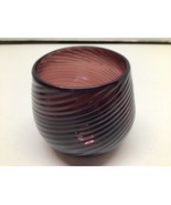 Vintage Candleholder handblown Glass Round Votive  Purple 3 Inches Tall - $166.87 MXN