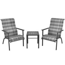 3 Pieces Patio Rattan Bistro Set with High Backrest and Armrest-Gray - C... - $5,542.82 MXN