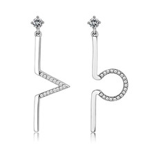 Stainless Steel Geometric Shapes Earrings Clear CZ - £10.62 GBP